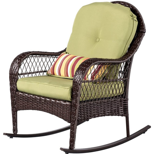 Bayou Breeze Outdoor Bundy Rocking Wicker/Rattan Chair with Cushions